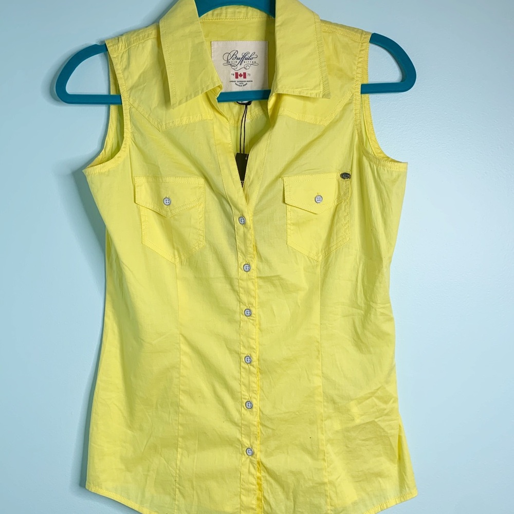 Buffalo David Bitton yellow sleeveless button down